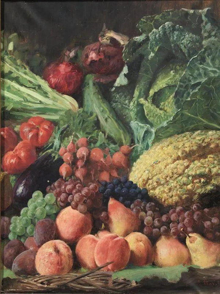 STILL LIFE WITH FRUITS AND VEGETABLES by Italian School