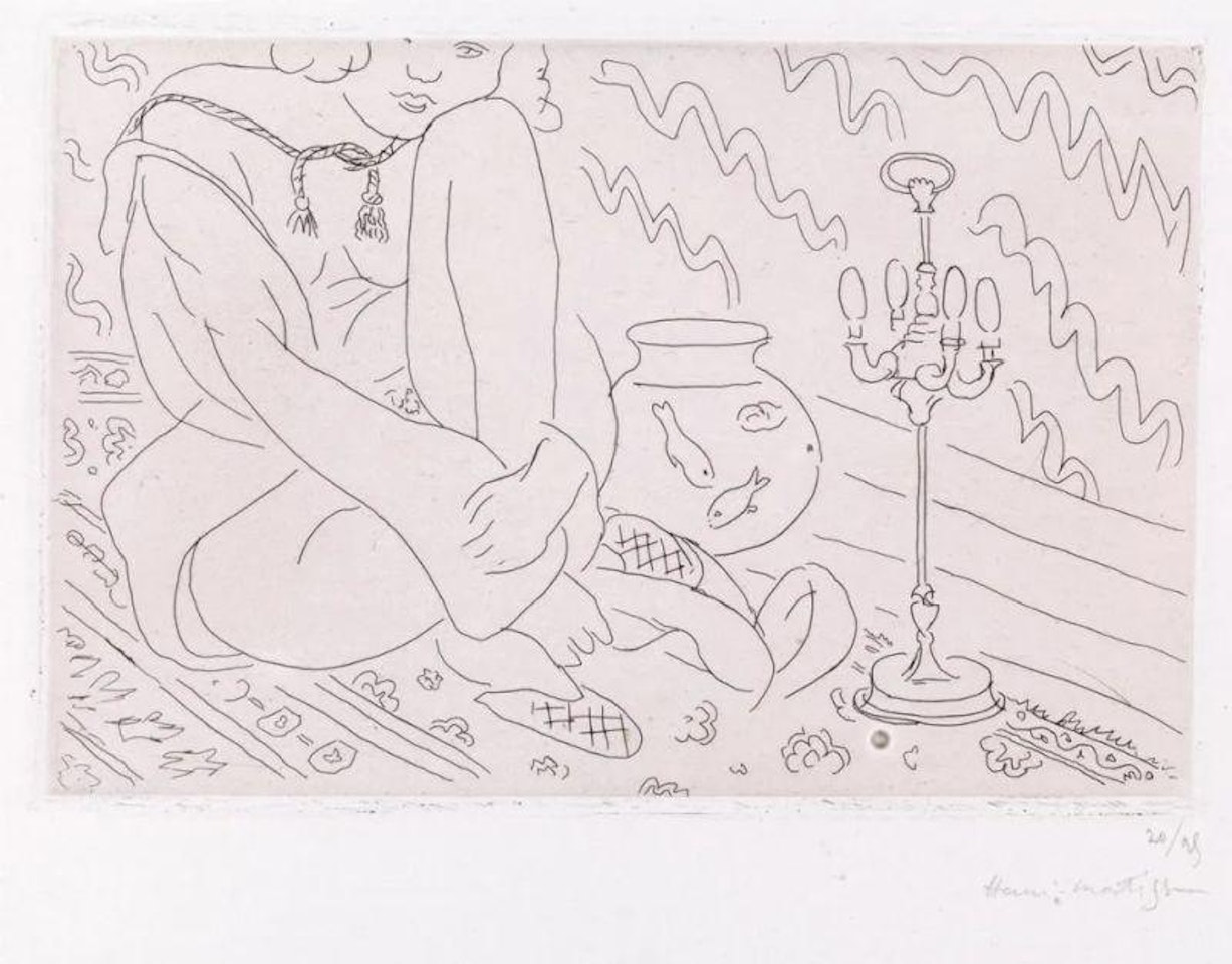 Figure au visage coupé assizes give a Intérieur by Henri Matisse