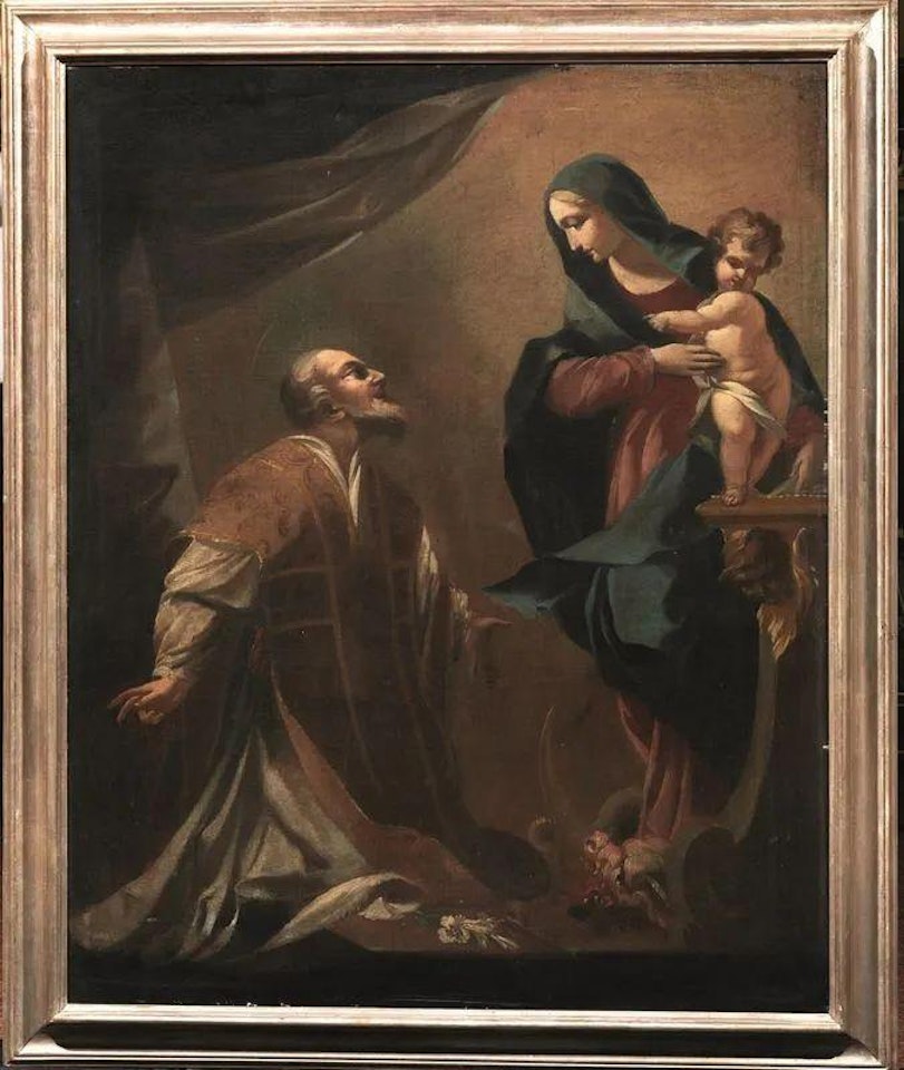 THE IMMACULATE CONCEPTION APPEARS TO SAINT FILIPPO NERI by Roman School