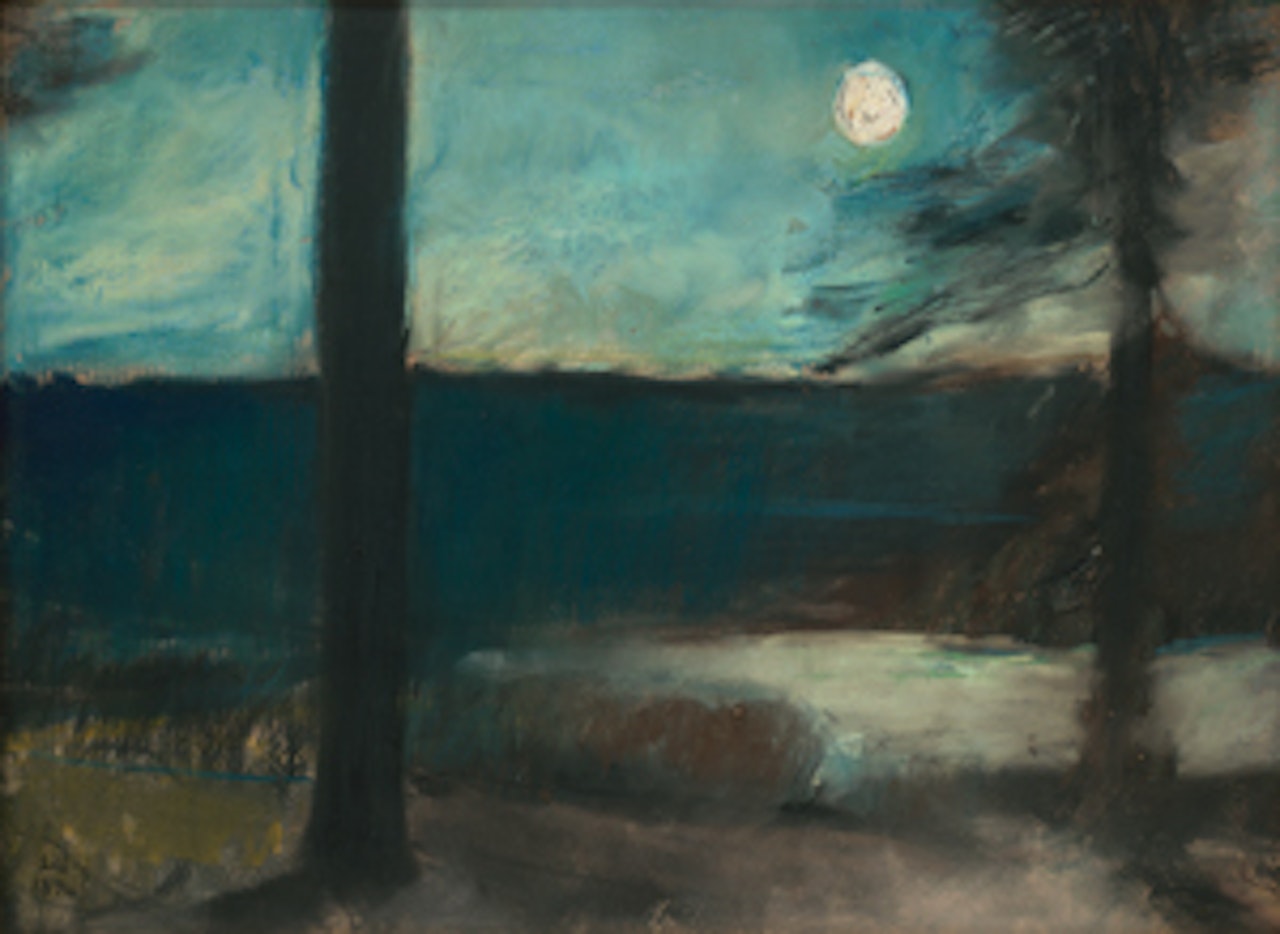 Havel landscape in moonlight by Lesser Ury