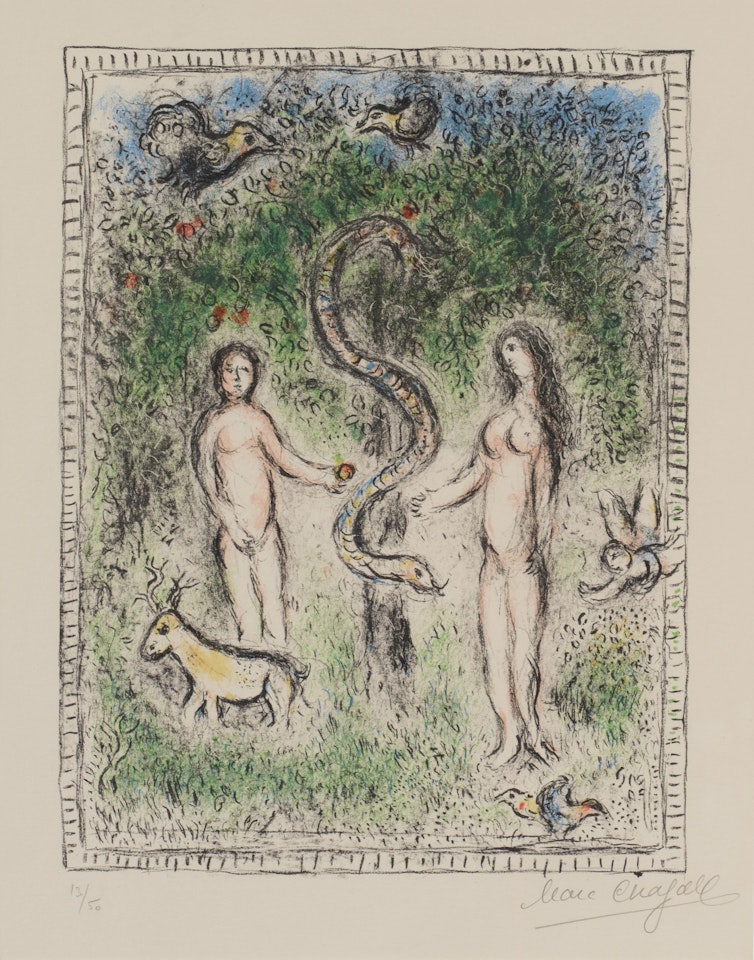 Adam, Ève et le Serpent (Mourlot 914) by Marc Chagall