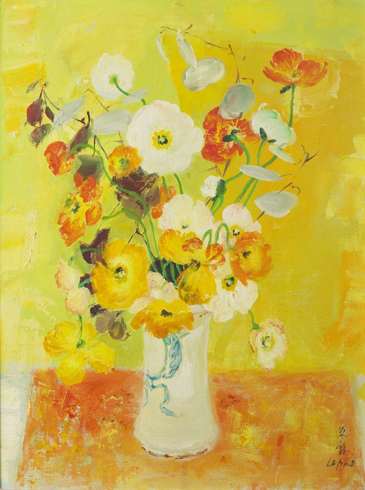 Bouquet de Pavots sur Fond Jaune by Le Pho