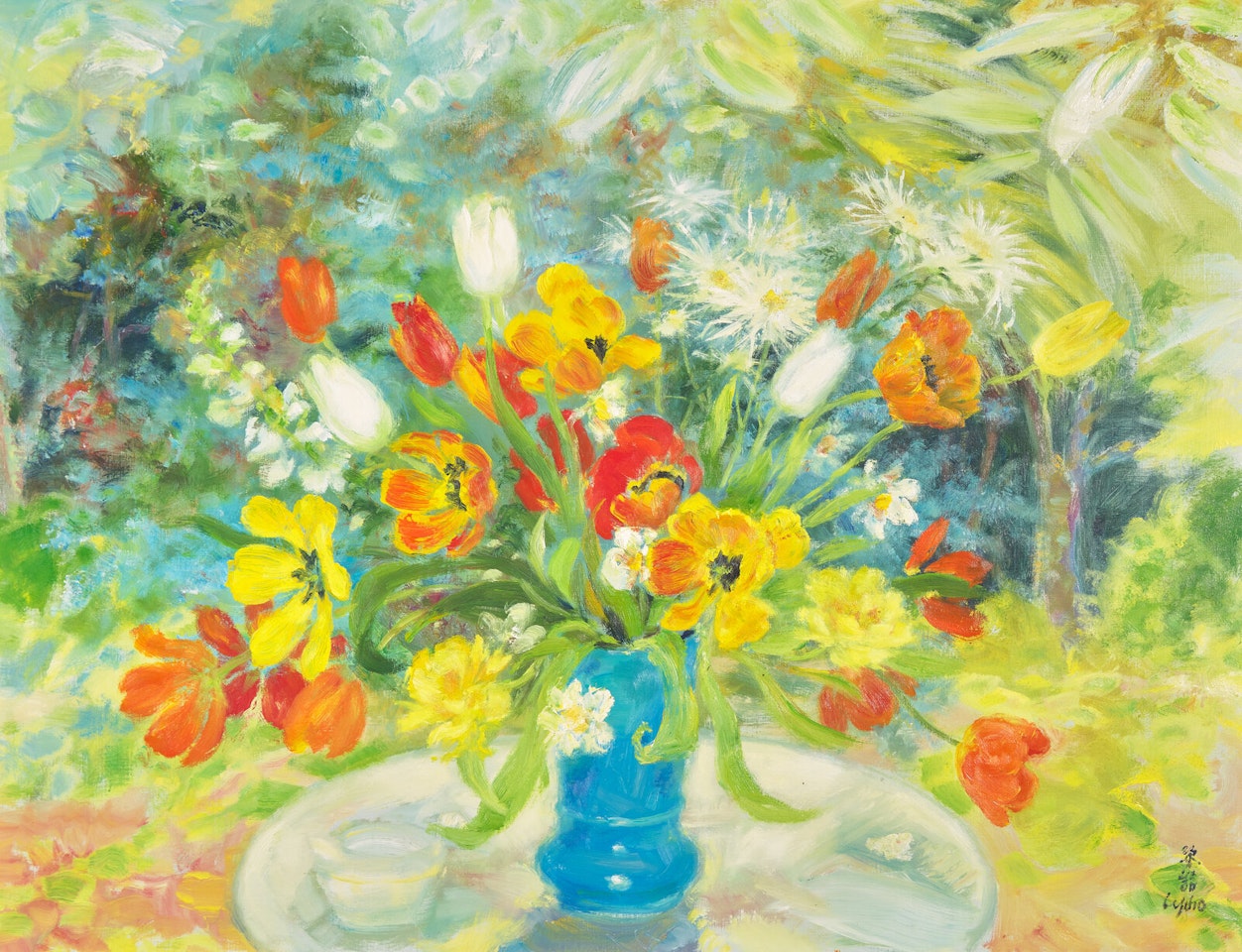 Le Vase Opaline Bleu by Le Pho