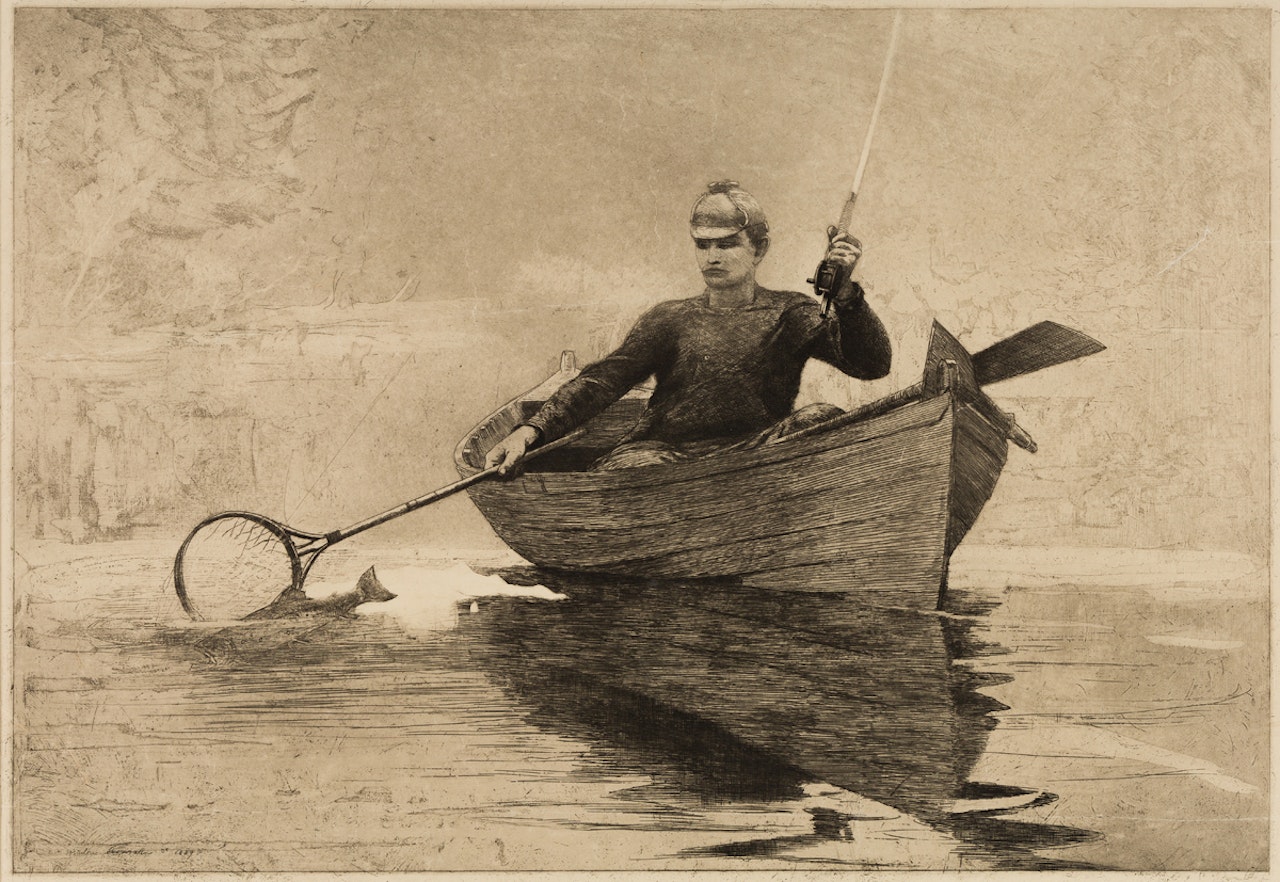 Fly Fishing, Lake Saranac by Winslow Homer