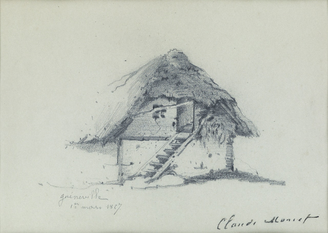 Maison au toit de chaume, Gainneville by Claude Monet