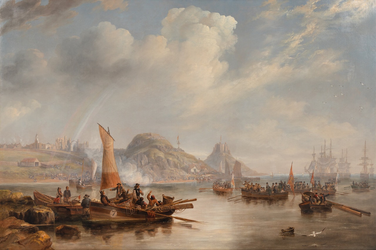 Mr. John Selby, as Lord of the Manor, Perambulating the Boundaries of Holy Island, Northumberland, 22 October 1839 by John Wilson Carmichael