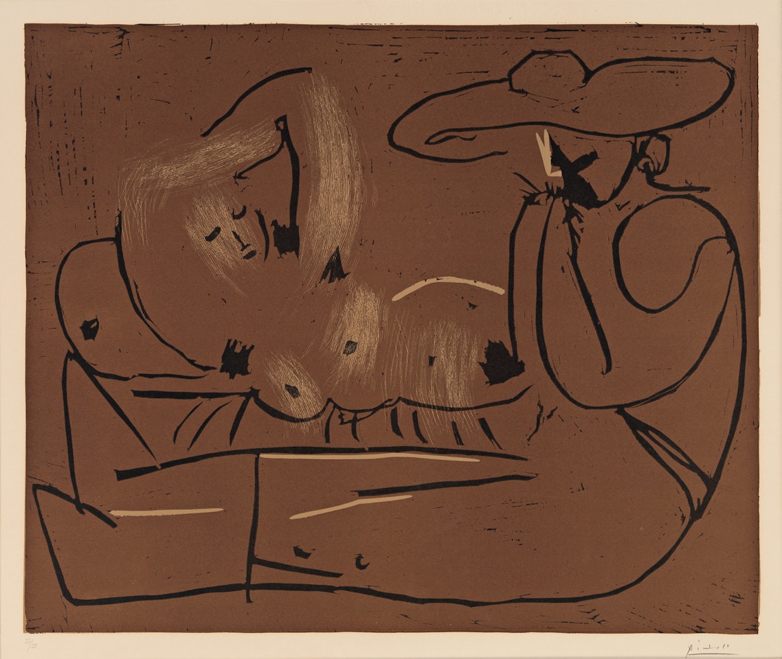 Femme Couchée et Homme au Grand Chapeau by Pablo Picasso