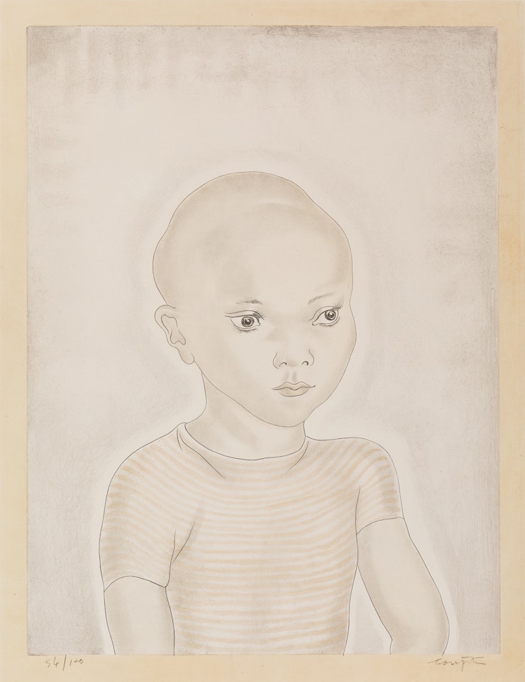 Enfants: Petit Garçon en Chemise rayée by Leonard Tsuguharu Foujita
