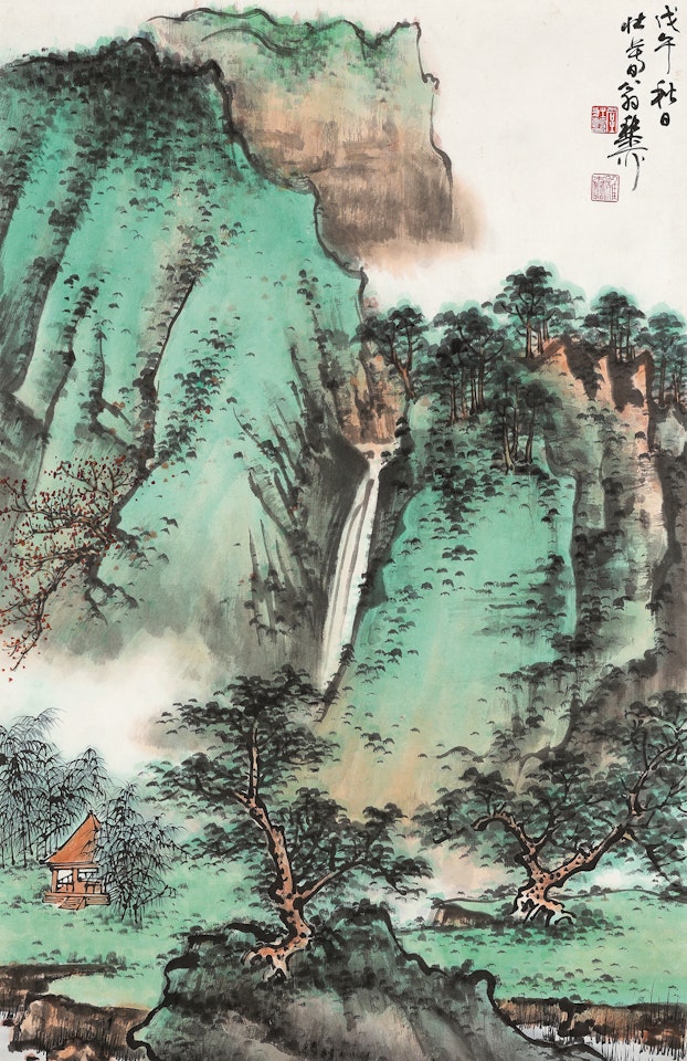 GREEN AND BLUE LANDSCAPE by Xie Zhiliu