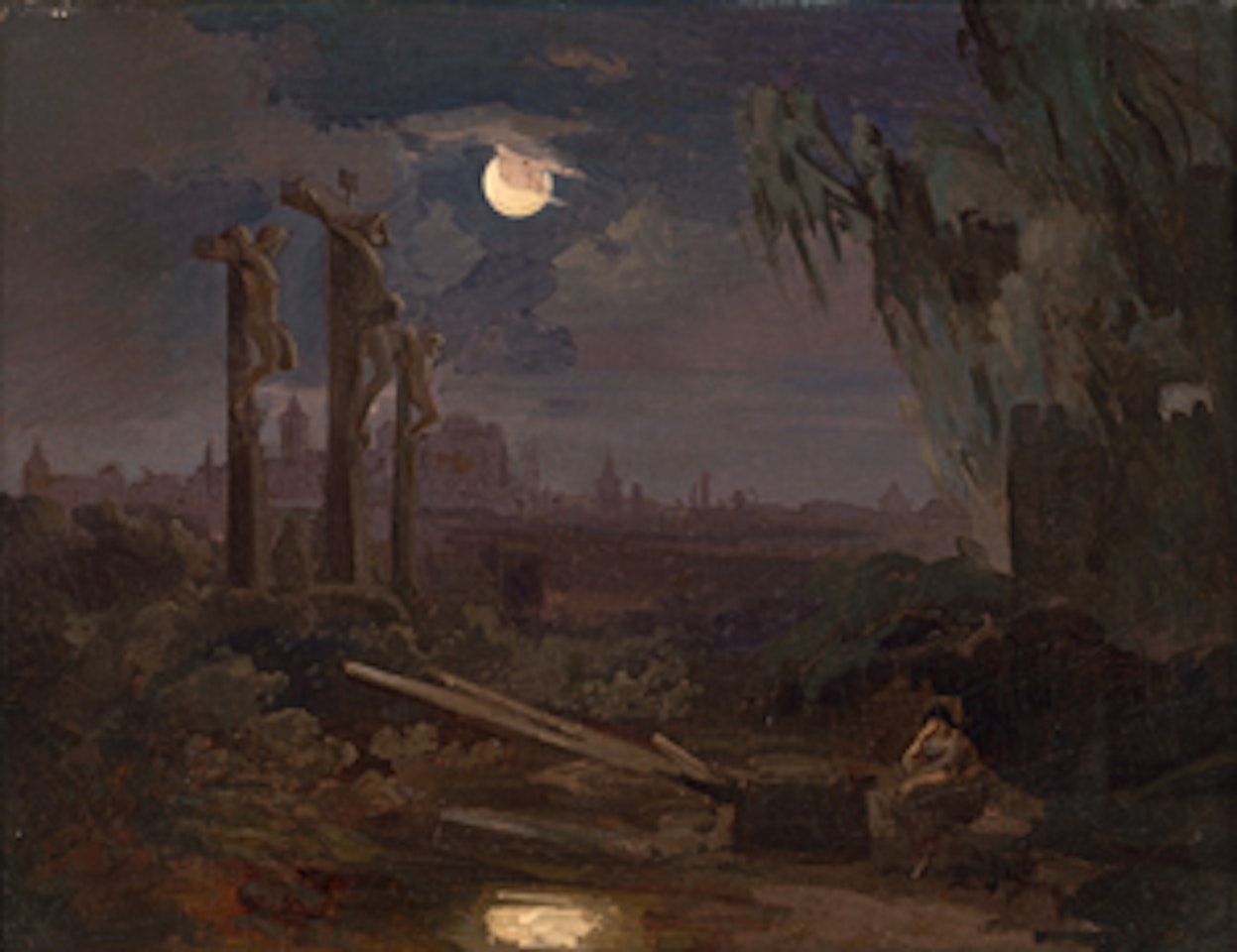 Vollmond über dem Johannisfriedhof in Nürnberg by German School