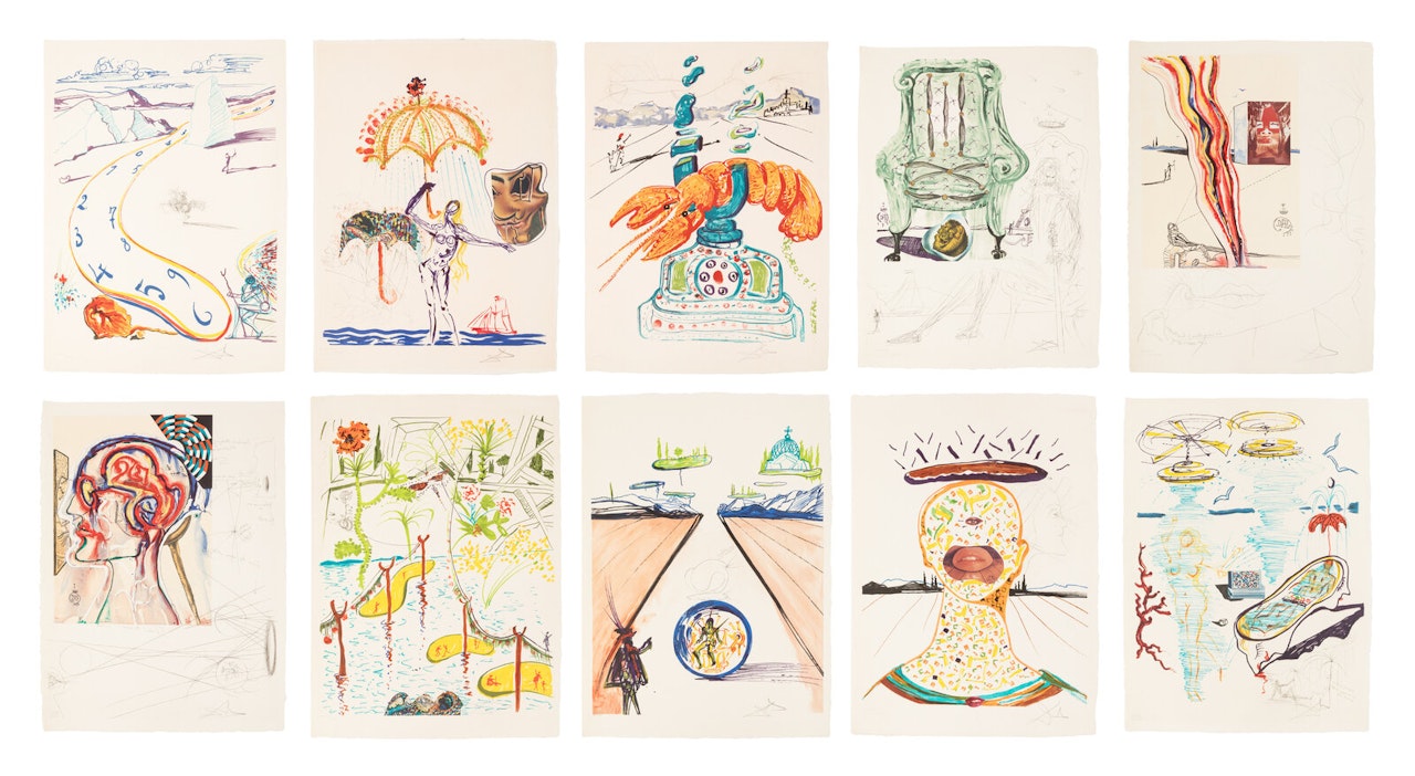 Imaginations and Objects of the Future (complete portfolio of ten with original wooden box and introductory pages) by Salvador Dali