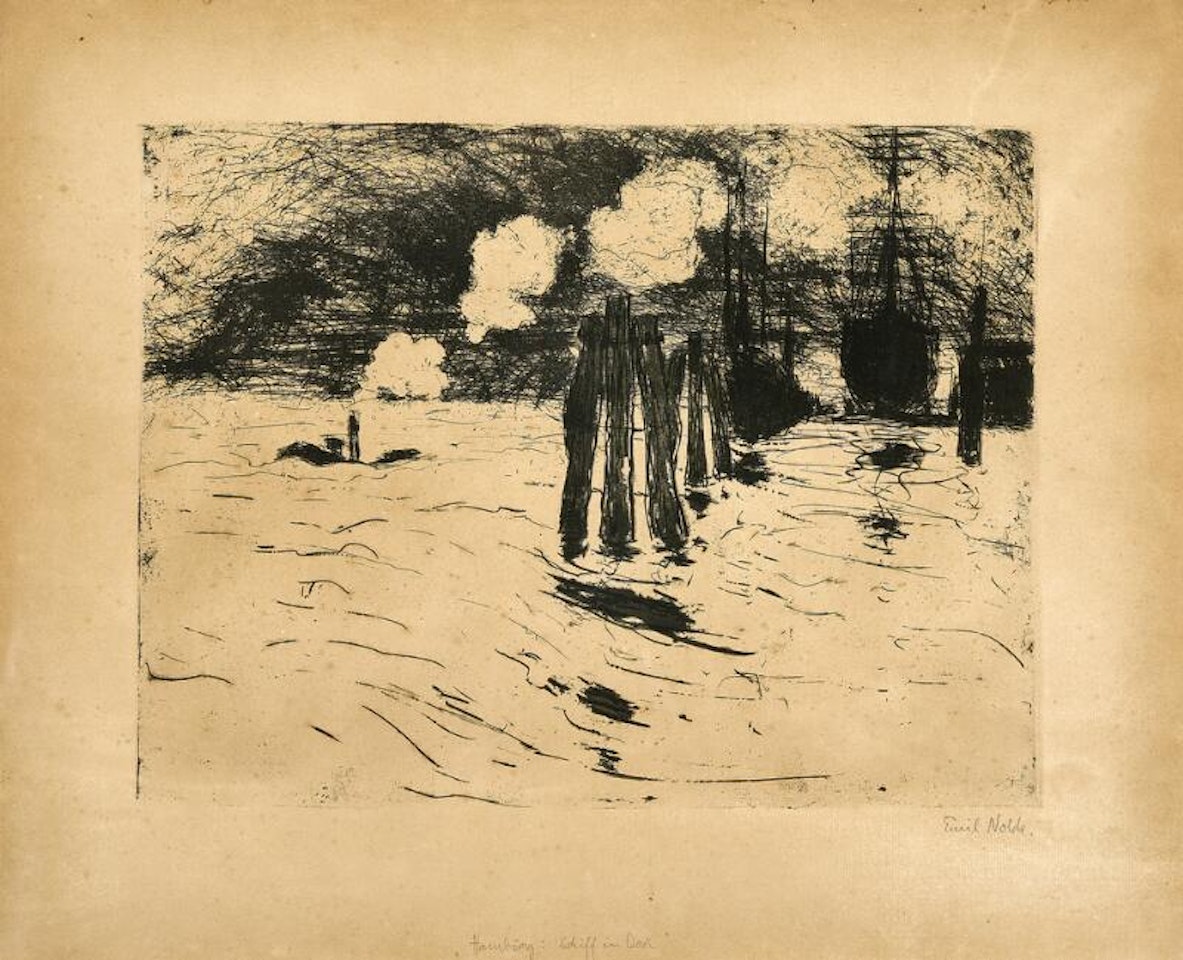 “Hamburg, Schiff im Dock” by Emil Nolde