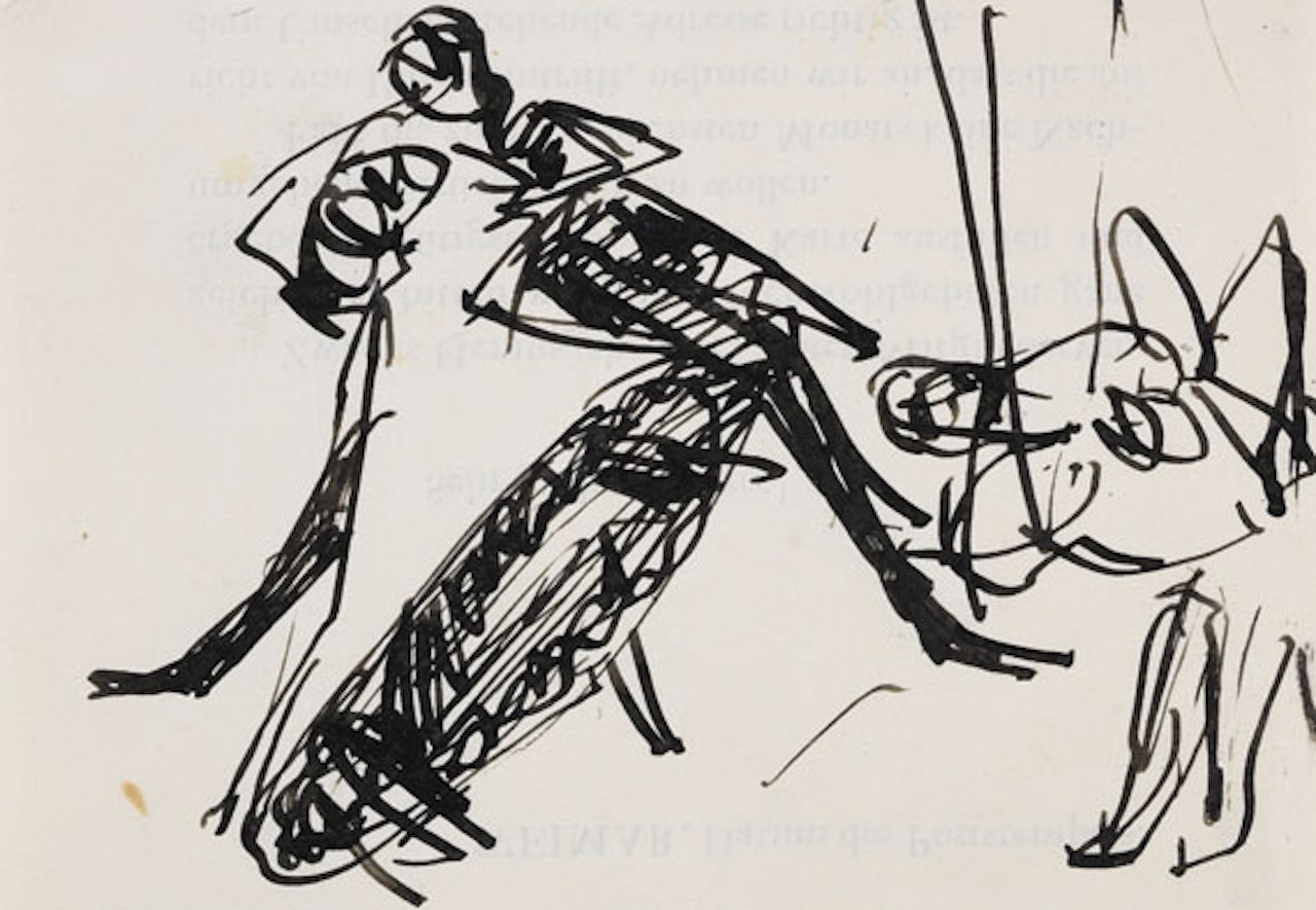 Tanzpaar auf der Bühne (mit Hund) by Ernst Ludwig Kirchner