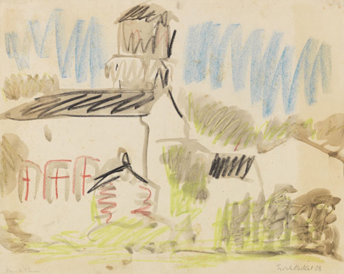 Haus mit Turm by Erich Heckel