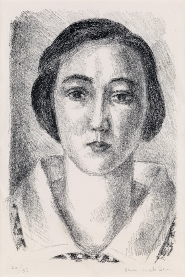 Jeune fille en robe fleurie au col d'organdi by Henri Matisse