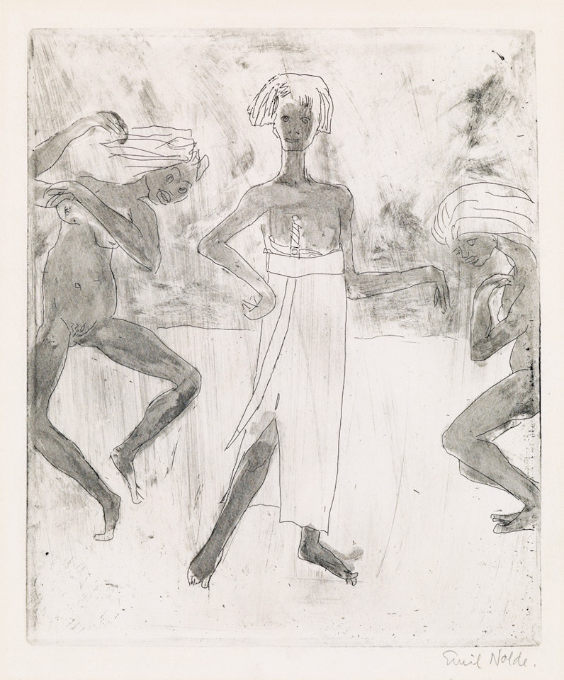 Junger Fürst und Tänzerinnen by Emil Nolde