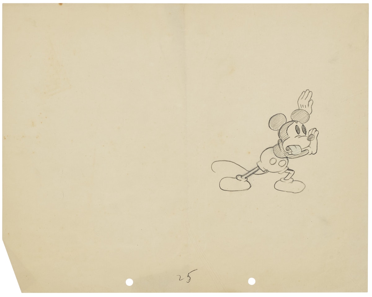 An Animation Drawing for Mickey Mouse by Walt Disney Studios