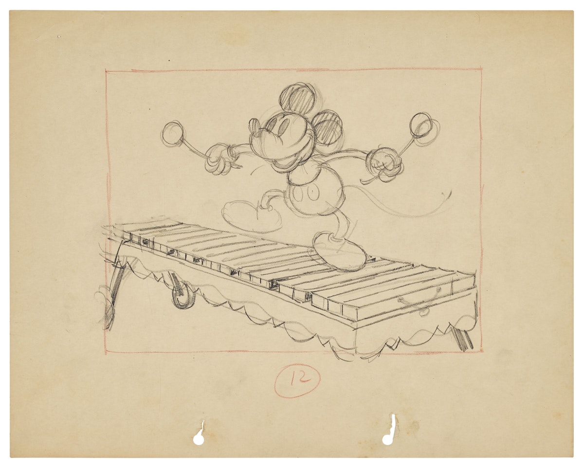 An Animation Drawing for Mickey Mouse by Walt Disney Studios