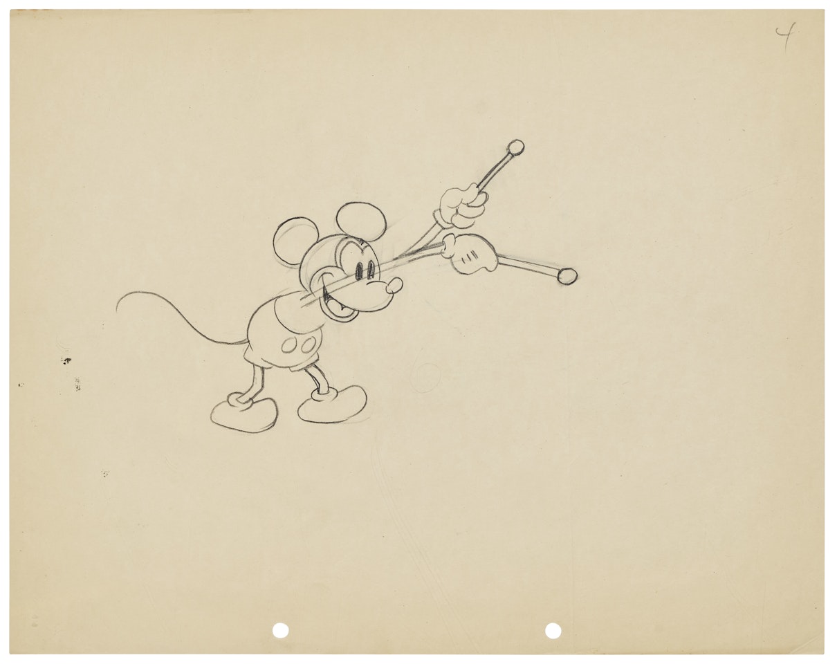 A Preliminary Animation Drawing for Mickey Mouse by Walt Disney Studios