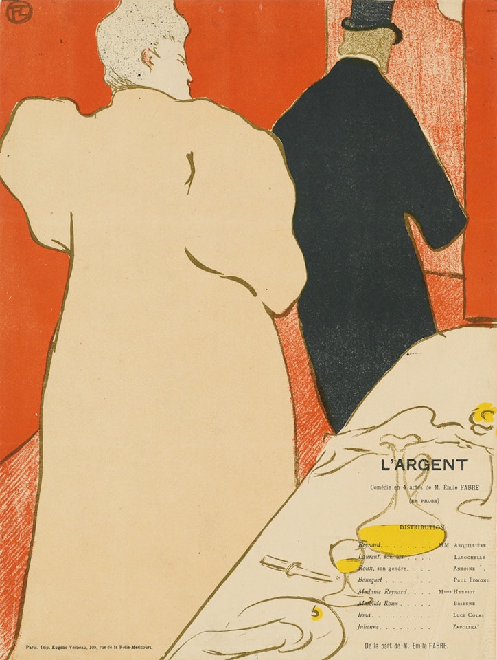 Une Monsieur et une Dame, Programme pour "l'Argent." by Henri de Toulouse-Lautrec