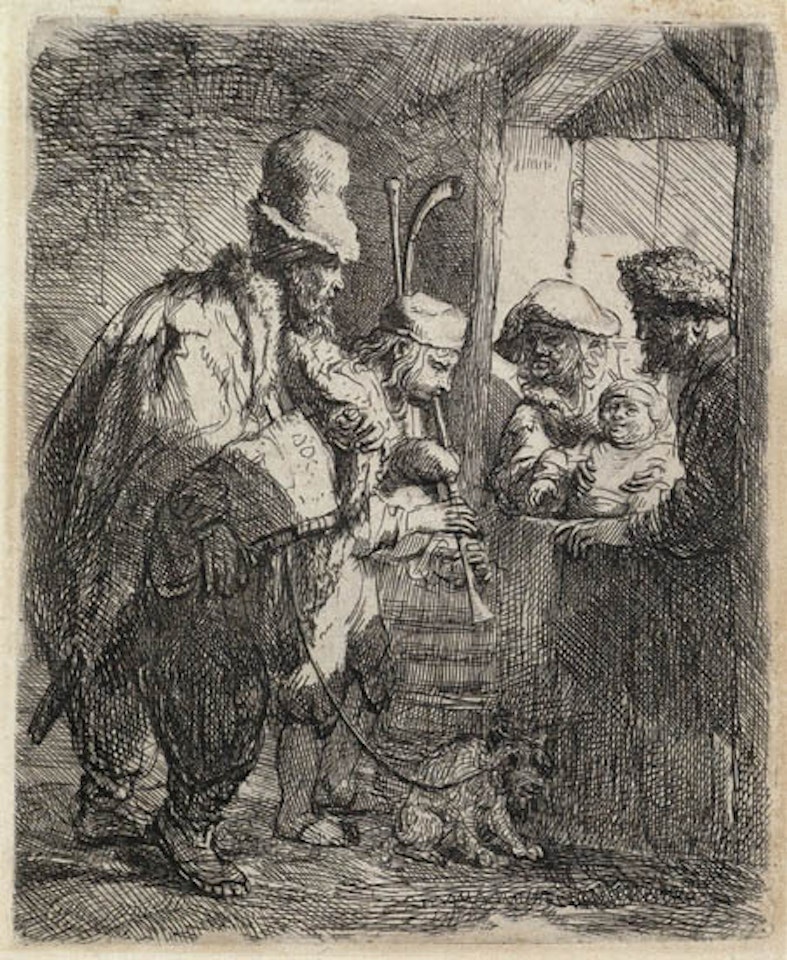 The strolling musicians [Bartsch 119; Biörklund 38-8; Hollstein (White and Boon) 119] by Attributed to Rembrandt Harmensz van Rijn