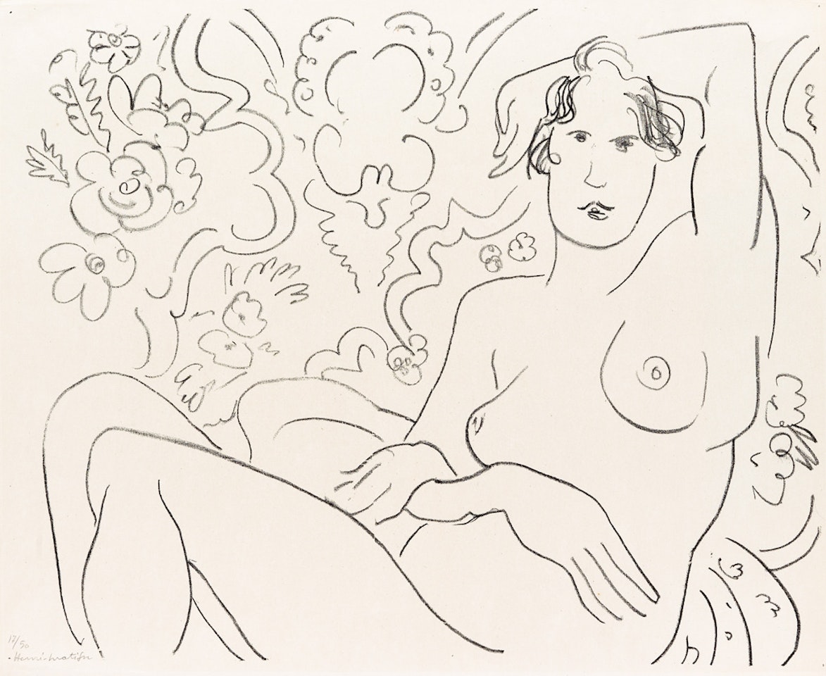 Nu assis, bras gauche sur la tête by Henri Matisse
