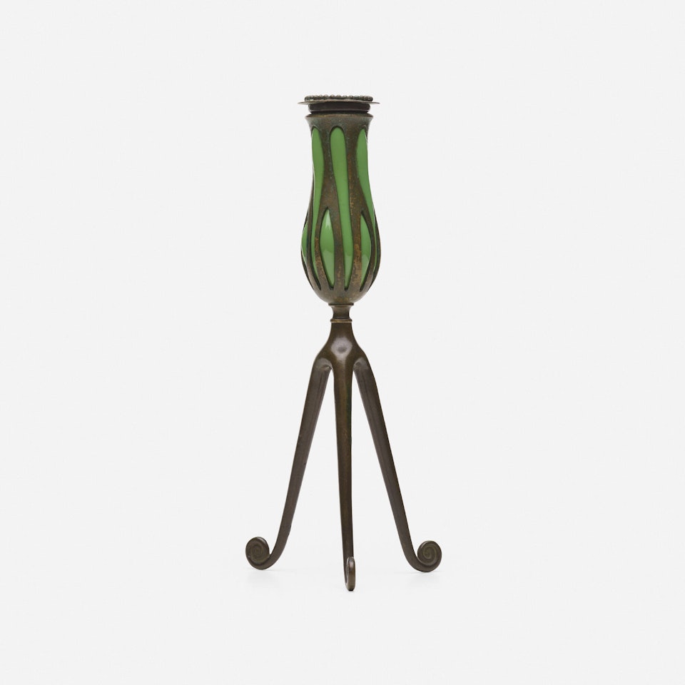 Blown-out tripod candlestick, model 1312D by Tiffany Studios