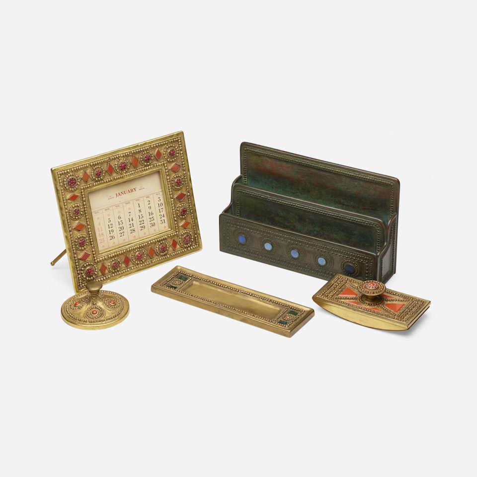 Collection of five Byzantine desk articles by Tiffany Studios