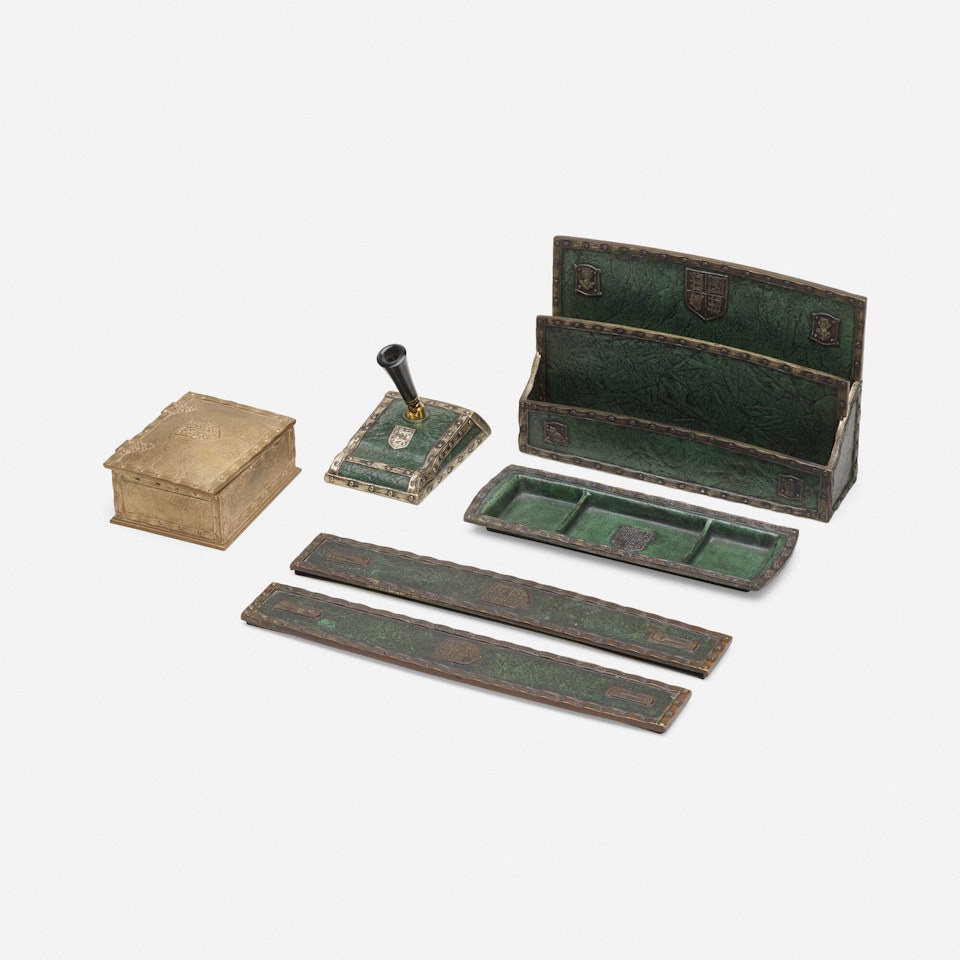 Collection of five Heraldic desk articles by Tiffany Studios