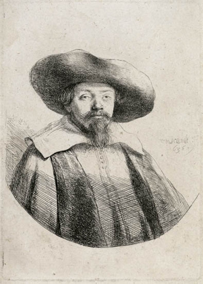 Samuel Manasseh Ben Israel (Bartsch 269; Biörklund 36center; Hollstein (White and Boon) 269) by Attributed to Rembrandt Harmensz van Rijn