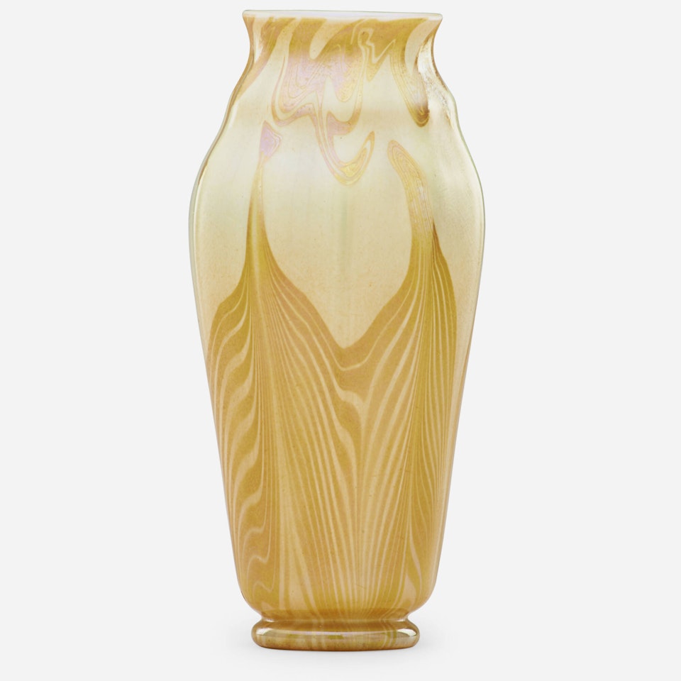 Tall faceted gold Favrile vase by Tiffany Studios