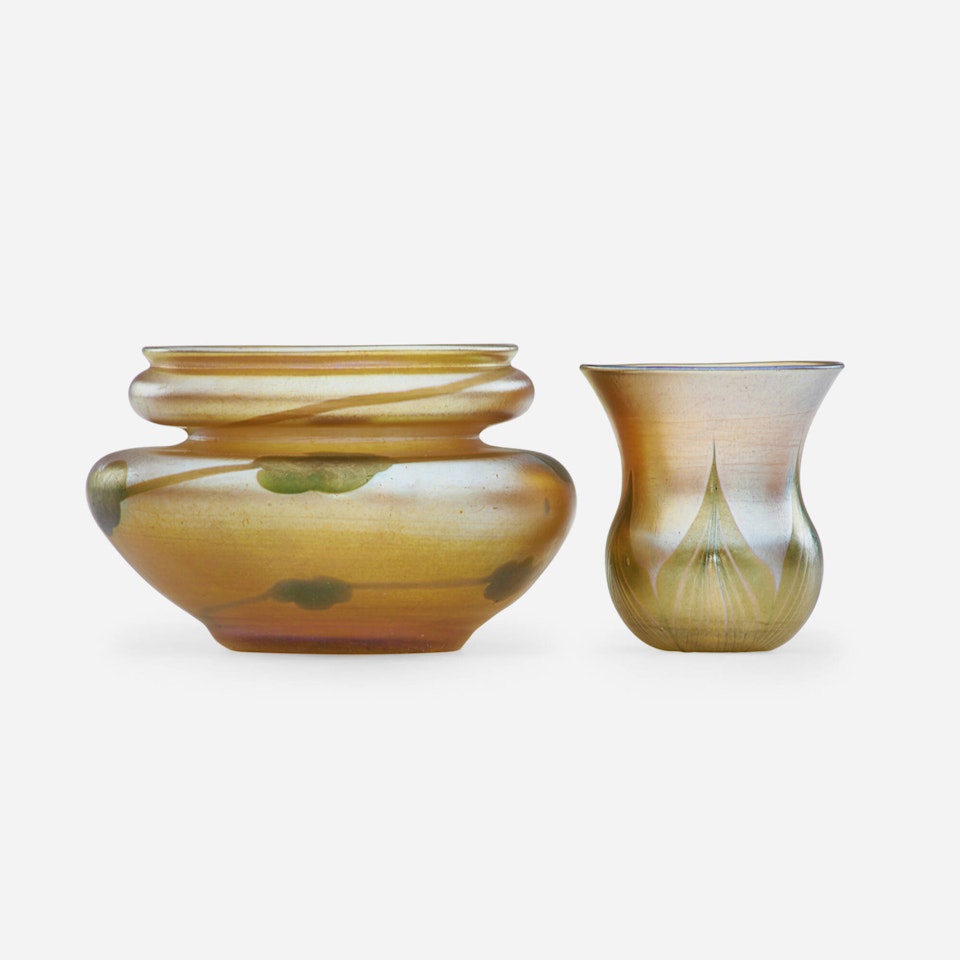 Small gold Favrile vase by Tiffany Studios