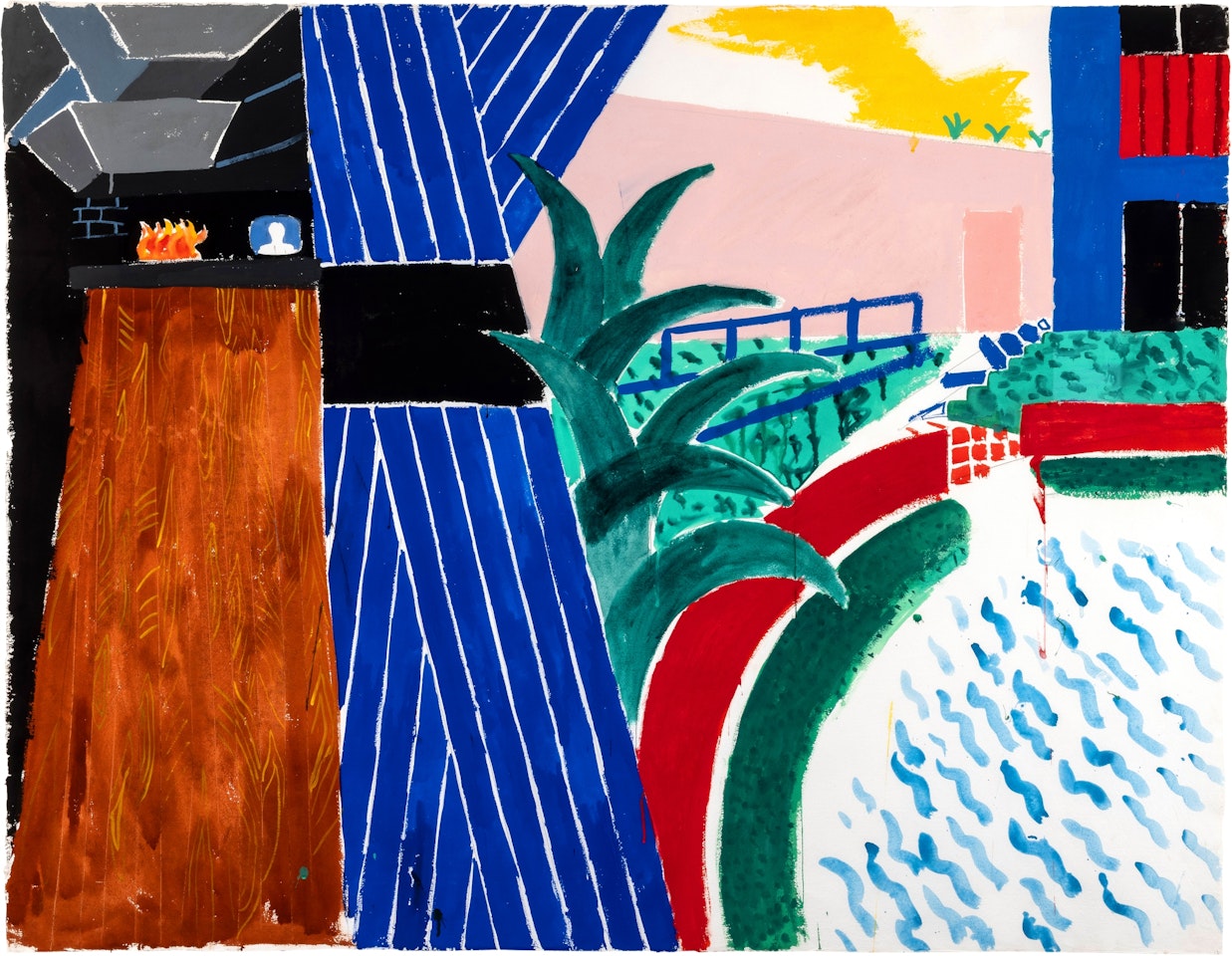 Terrace Hollywood Hills House with Banana Tree by David Hockney