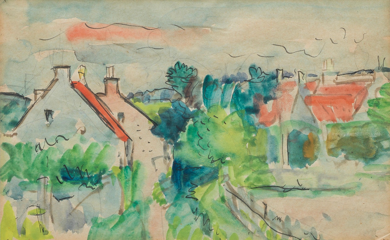 Cottages at Ceres by George Leslie Hunter