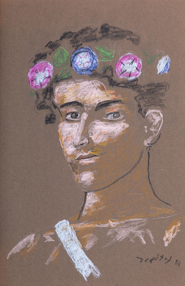 Jeune homme avec guirlande by Yannis Tsarouchis