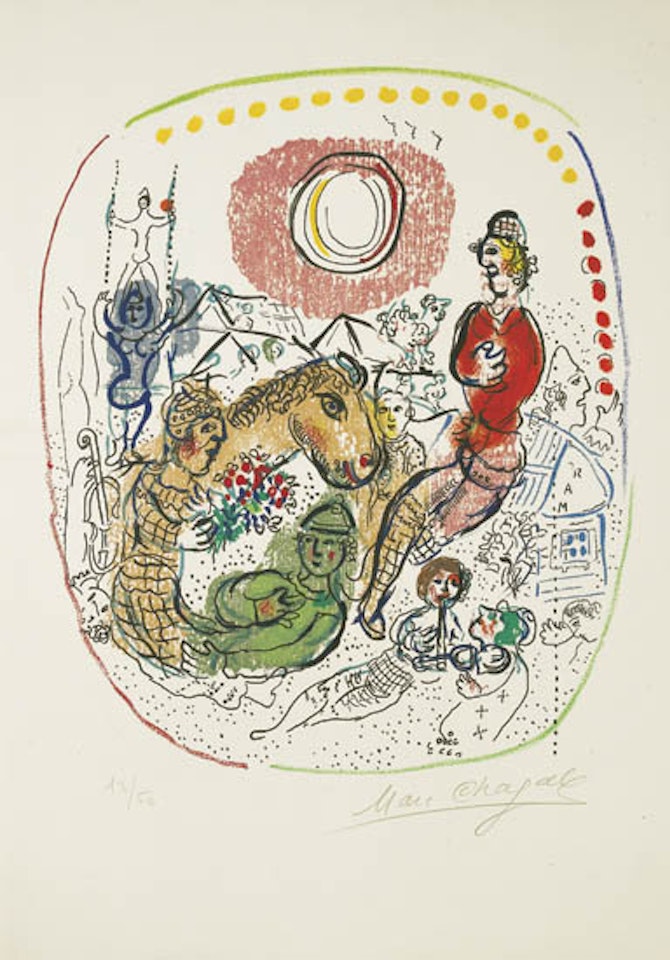 Le Jeu des Arlequins [Mourlot 553] by Marc Chagall
