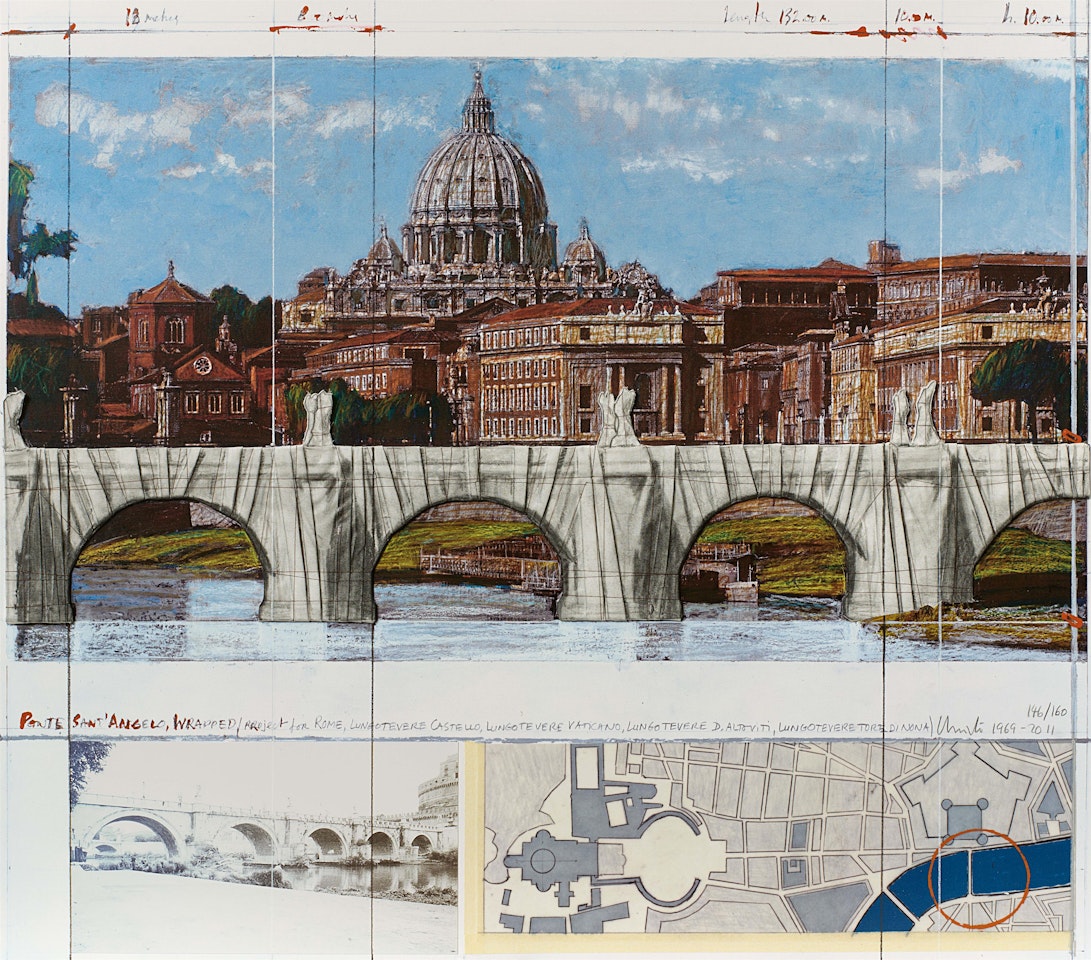 Ponte Sant"Angelo, Wrapped, Project for Rome by Christo