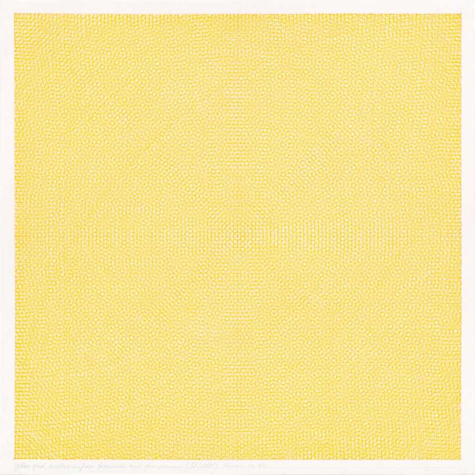 Yellow Grid, Circles and Arcs from Four Sides and Four Corners by Sol LeWitt