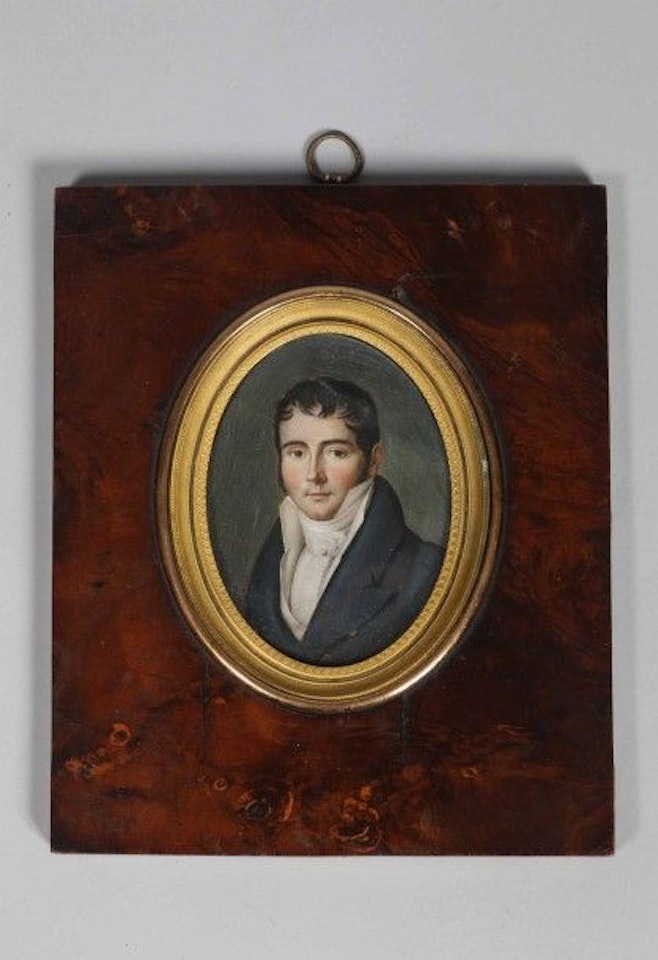 A bust portrait of a man, three-quarters right, with short hair by French School
