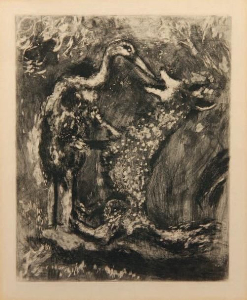 The Fables of La Fontaine: the wolf and the stork by Marc Chagall
