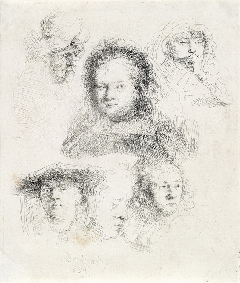 Studies Of The Heads Of Saskia And Others by Attributed to Rembrandt Harmensz van Rijn