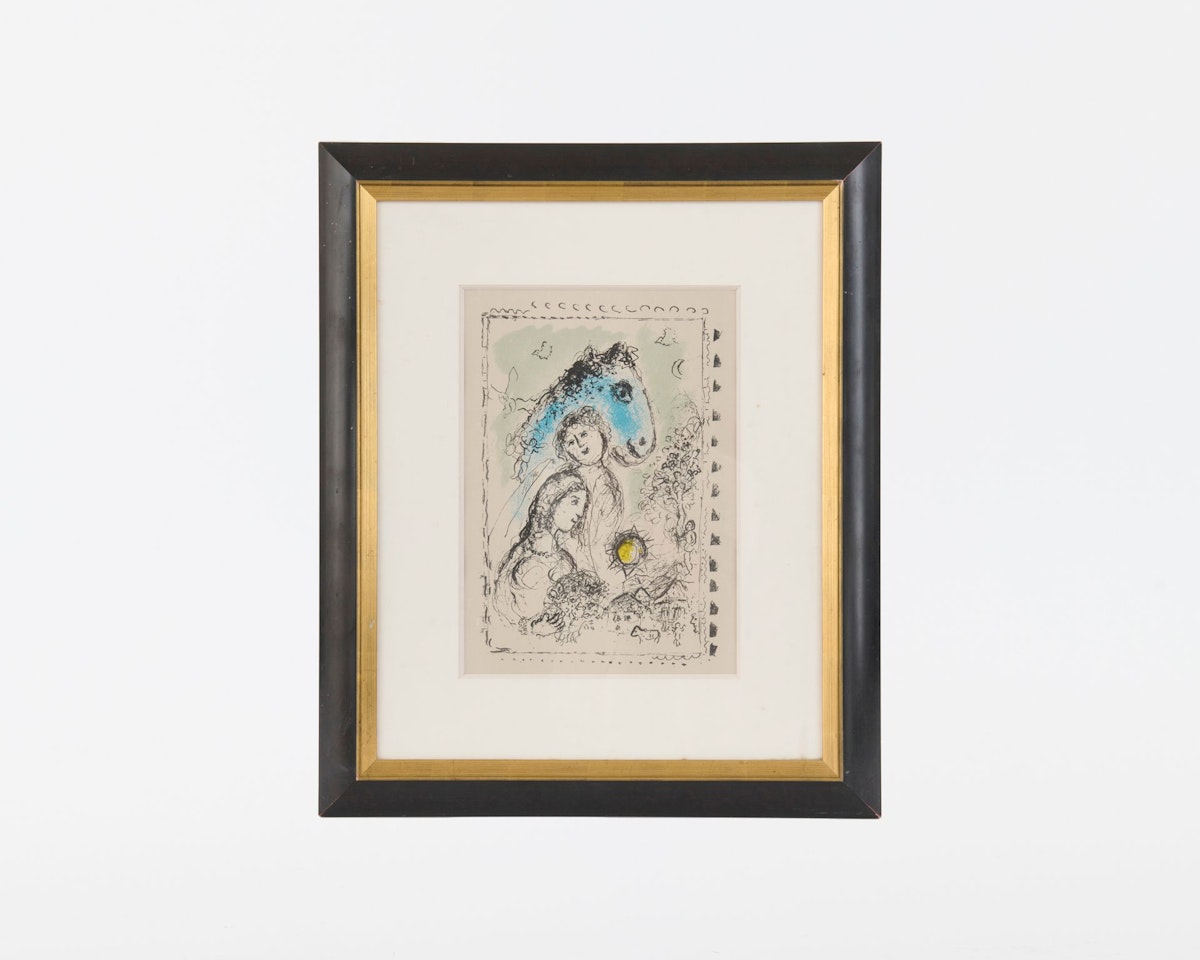 Blue horse with couple; Maeght by Marc Chagall