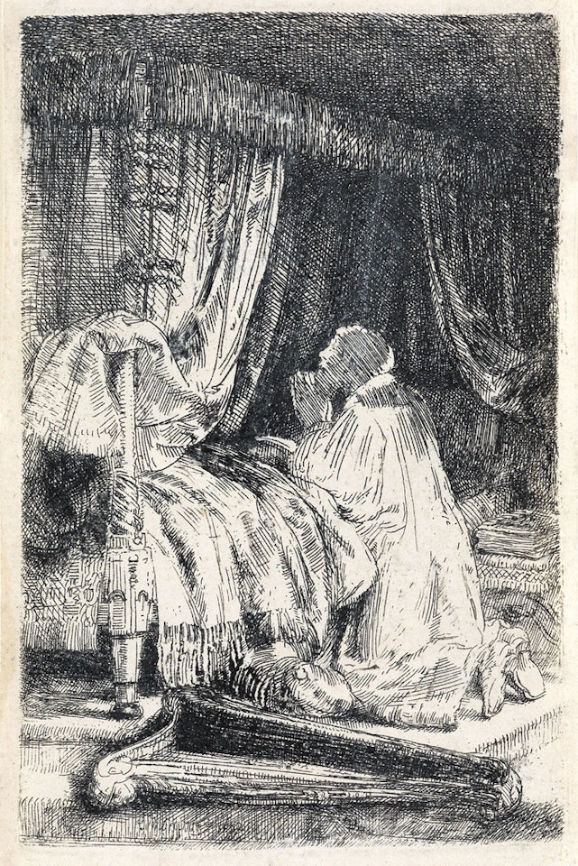 David At Prayer by Attributed to Rembrandt Harmensz van Rijn