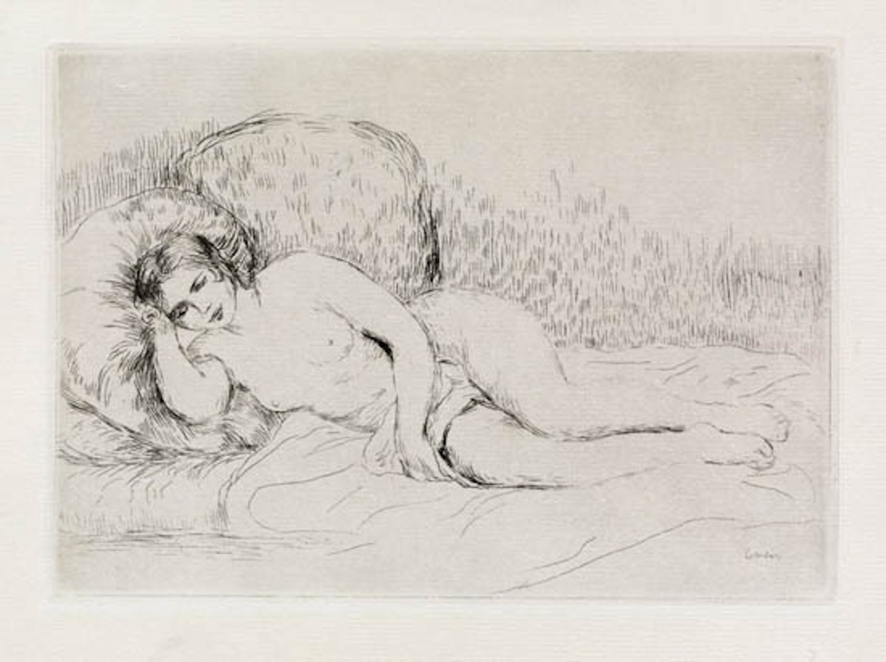Femme couchée (tournée à gauche). by Pierre-Auguste Renoir