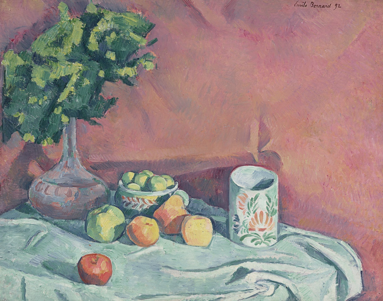 Nature morte aux fruits, fleurs et tasse by Emile Bernard
