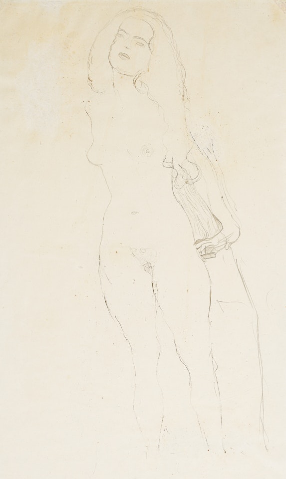 Stehender Akt mit Langen Haaren by Gustav Klimt