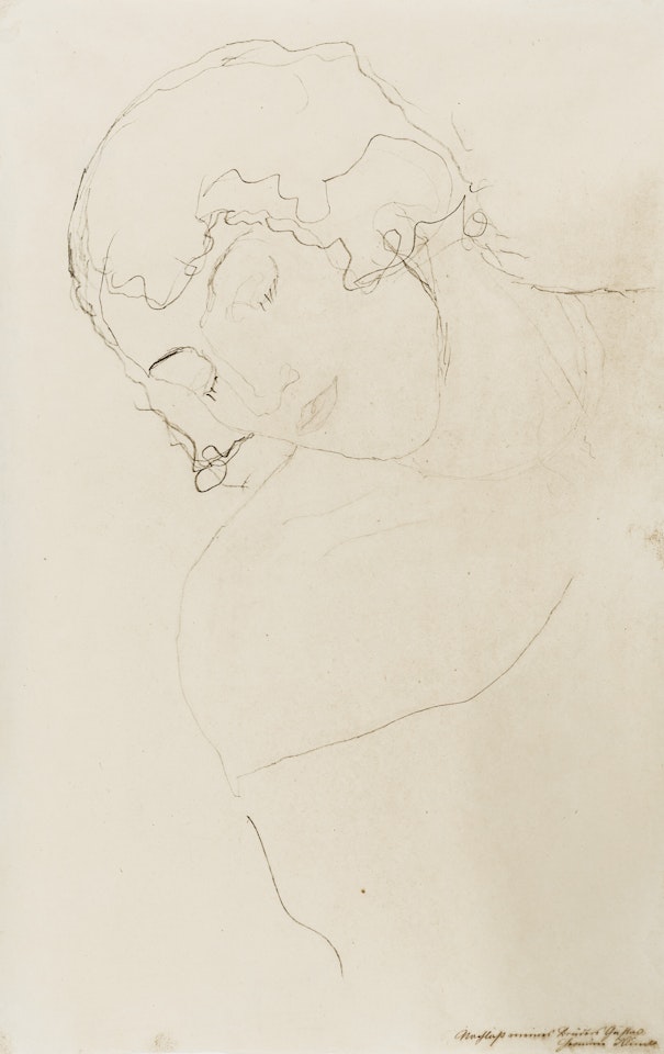 Kopf und Schultern einer Frau nach links geneigt by Gustav Klimt