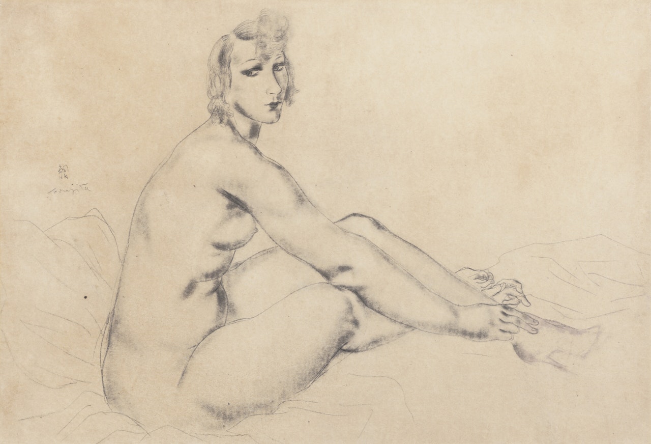 Nu assis by Leonard Tsuguharu Foujita