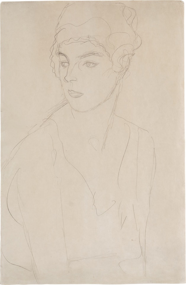 Brustbild im Dreiviertelprofil nach links (Portrait Bust in Three-Quarter Profile, Facing Left) by Gustav Klimt