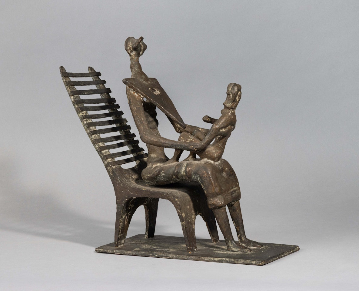 Mother and Child on Ladderback Chair by Henry Moore